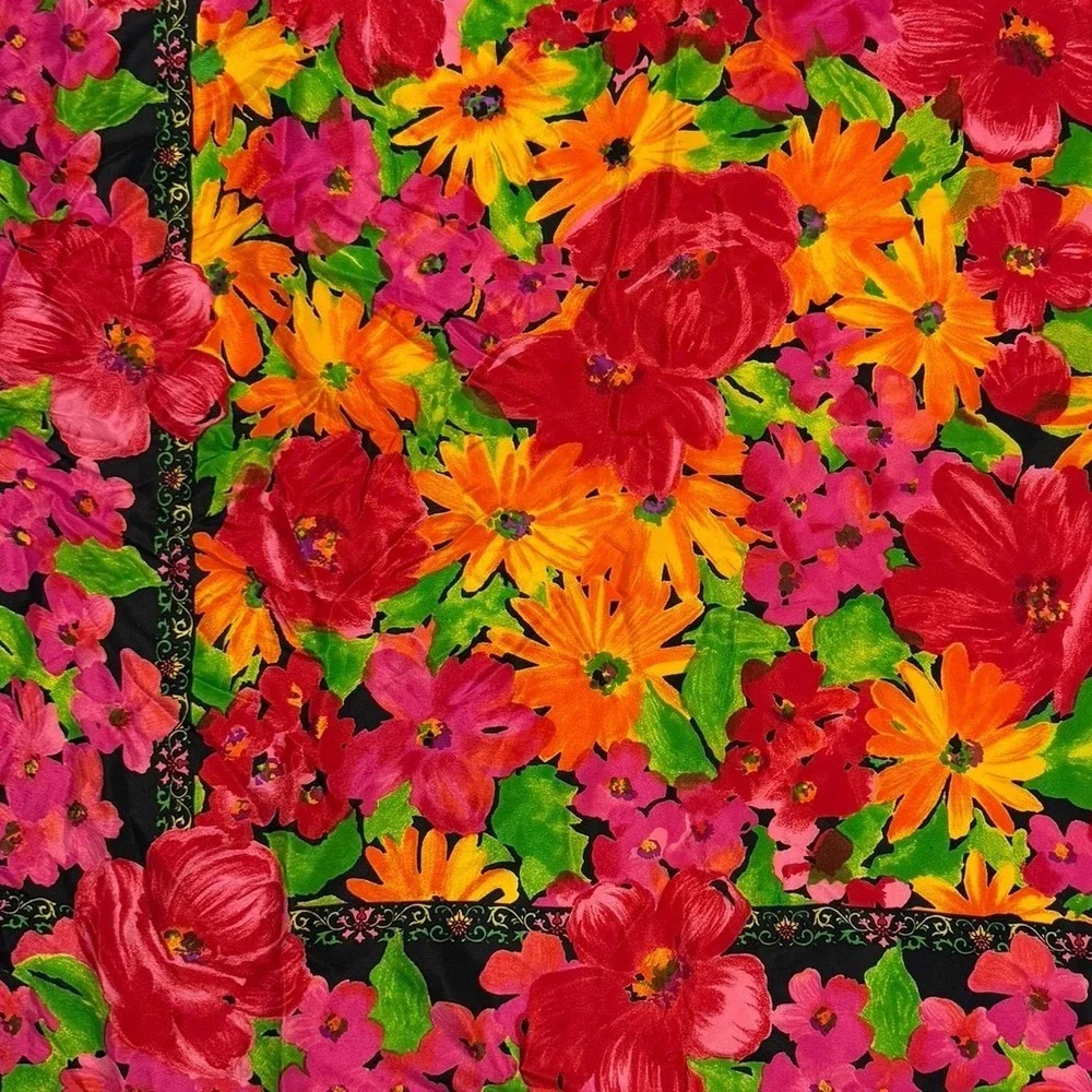Liz‎ Claiborne Vintage Floral Silk Scarf Womens Colorful Classic Luxury Japan